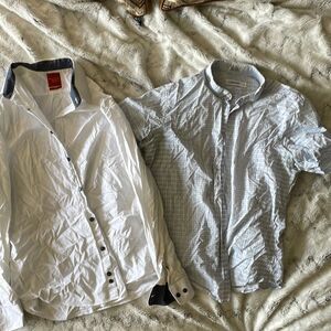 Original Penguin White and Light Blue Men's Shirts tops